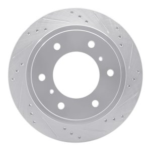 Mitsubishi Montero Brake Rotor (1) - Rear Right - R1 Concepts - Drilled & Slotted - Silver - `00-`06